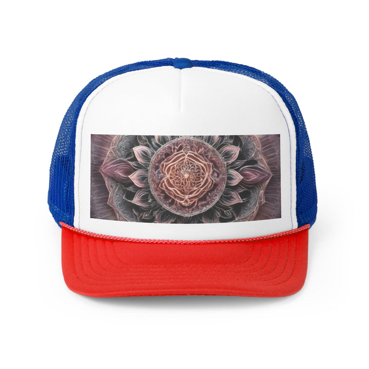 Mystic Floral Mandala - Trucker Hat - Hats - g(0D·IO) - Blue/Red - One size -