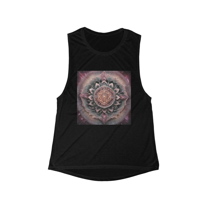 Mystic Floral Mandala - Women's Flowy Scoop Muscle Tank - Tank Top - g(0D·IO) - S - Black -