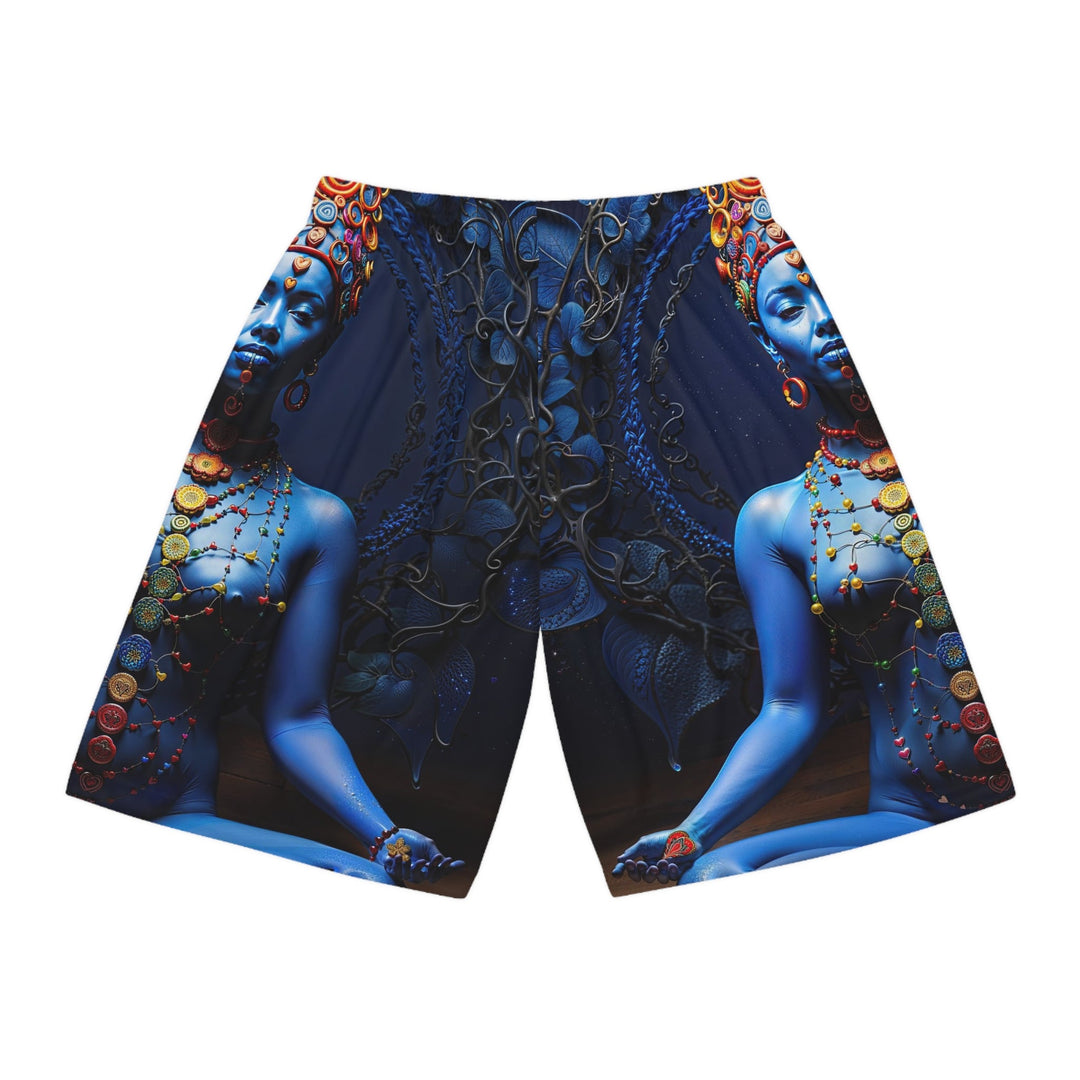 Mystical Blue Harmony - AOP Basketball Shorts - All Over Prints - g(0D·IO) - Seam thread color automatically matched to design - XS -