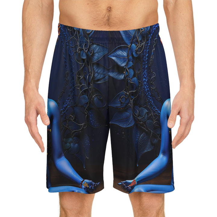 Mystical Blue Harmony - AOP Basketball Shorts - All Over Prints - g(0D·IO) - Seam thread color automatically matched to design - XS -