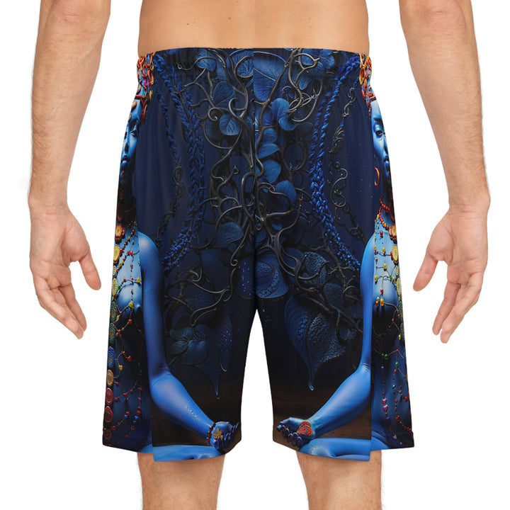 Mystical Blue Harmony - AOP Basketball Shorts - All Over Prints - g(0D·IO) - Seam thread color automatically matched to design - XS -