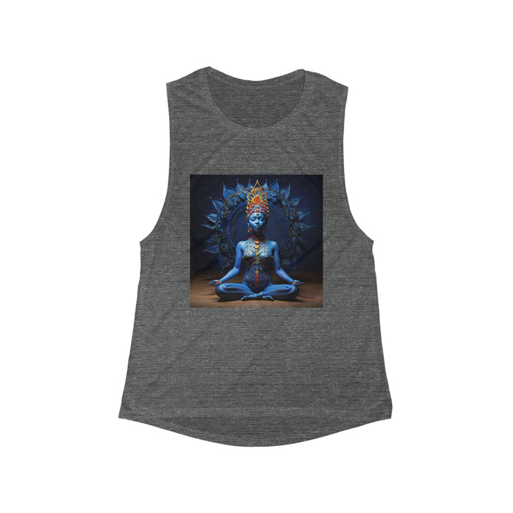 Mystical Blue Harmony - Women's Flowy Scoop Muscle Tank - Tank Top - g(0D·IO) - S - Asphalt Slub -