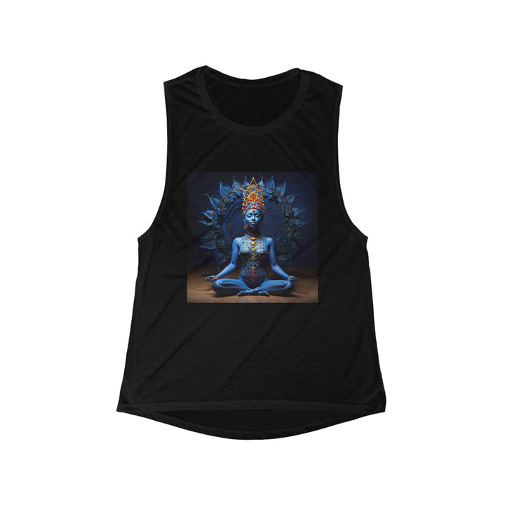 Mystical Blue Harmony - Women's Flowy Scoop Muscle Tank - Tank Top - g(0D·IO) - S - Black -