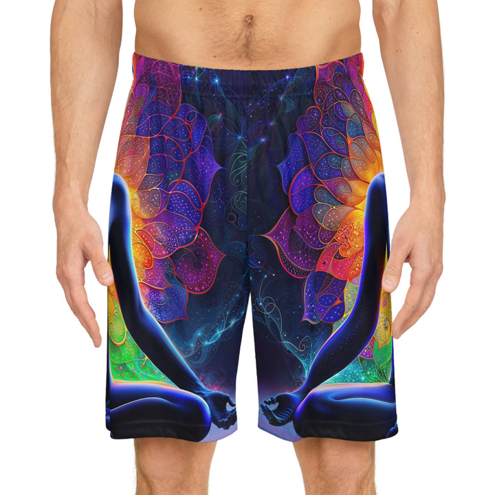 Mystical Chakra Meditation - AOP Basketball Shorts - All Over Prints - g(0D·IO) - Seam thread color automatically matched to design - XS -