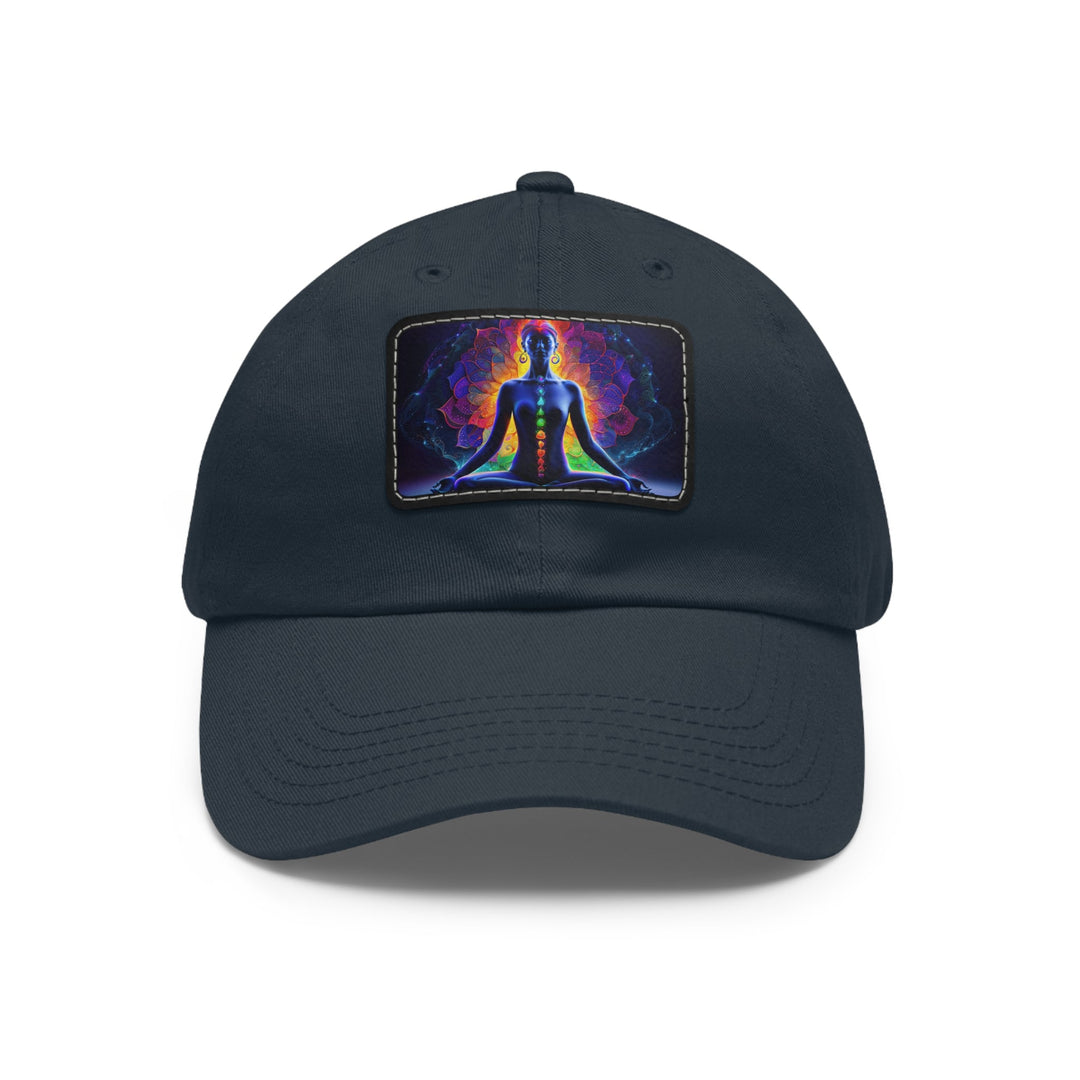 Mystical Chakra Meditation - Dad Hat - Hats - g(0D·IO) - Navy / Black patch - Rectangle - One size