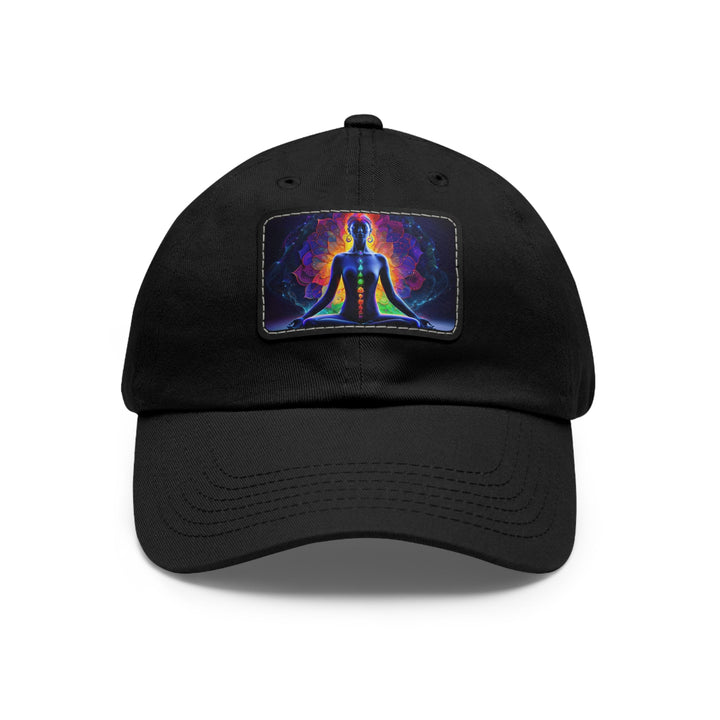 Mystical Chakra Meditation - Dad Hat - Hats - g(0D·IO) - Black / Black patch - Rectangle - One size