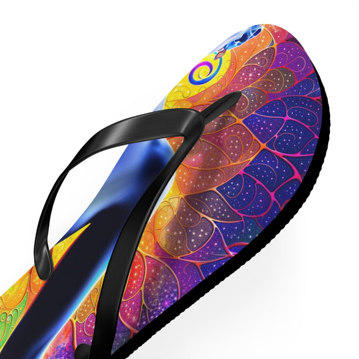 Mystical Chakra Meditation - Flip Flops - Shoes - g(0D·IO) - XL - Black sole -