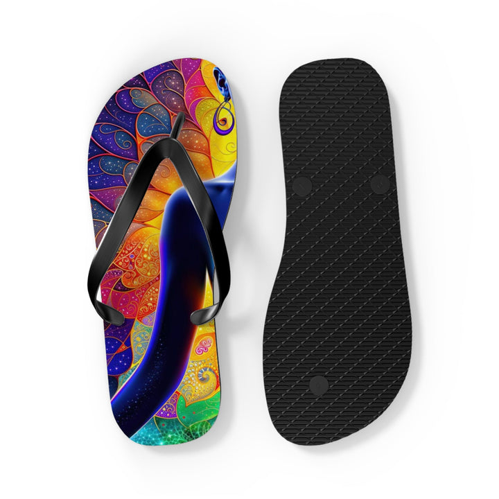 Mystical Chakra Meditation - Flip Flops - Shoes - g(0D·IO) - XL - Black sole -