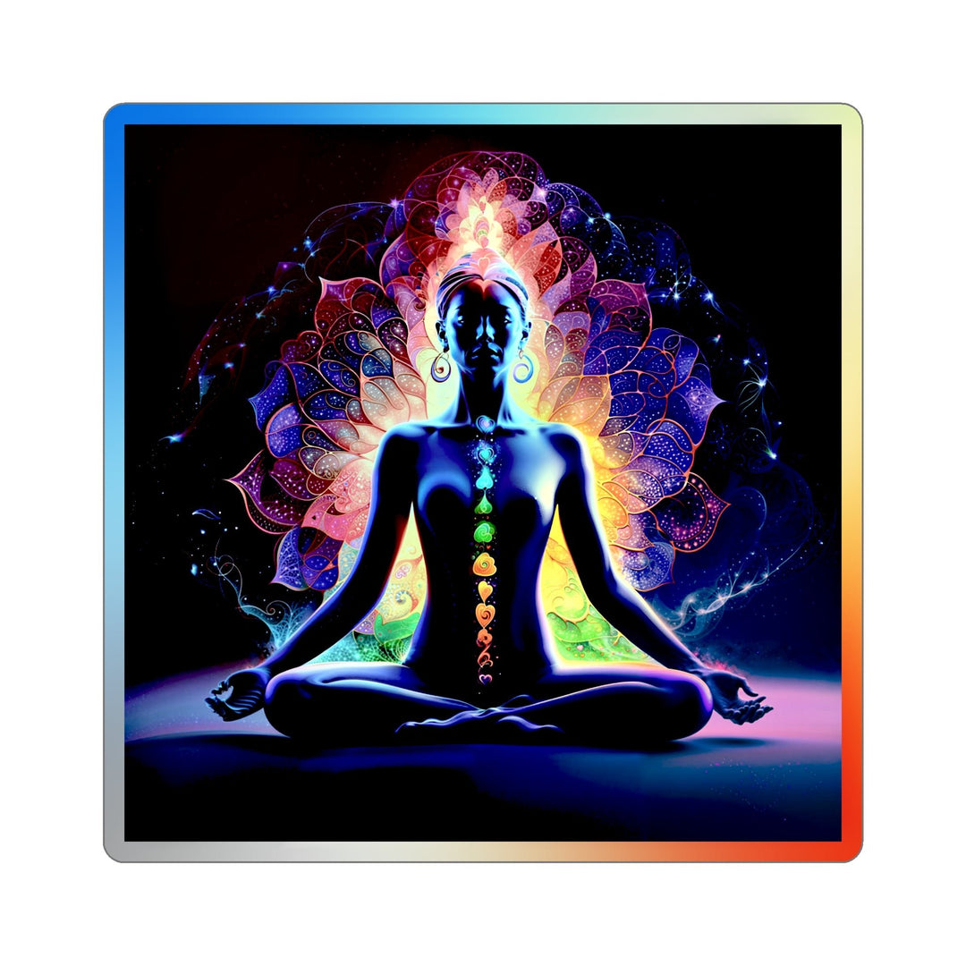 Mystical Chakra Meditation - Holographic Die-Cut Sticker - Paper products - g(0D·IO) - 3" × 3" - Die-Cut - Holographic