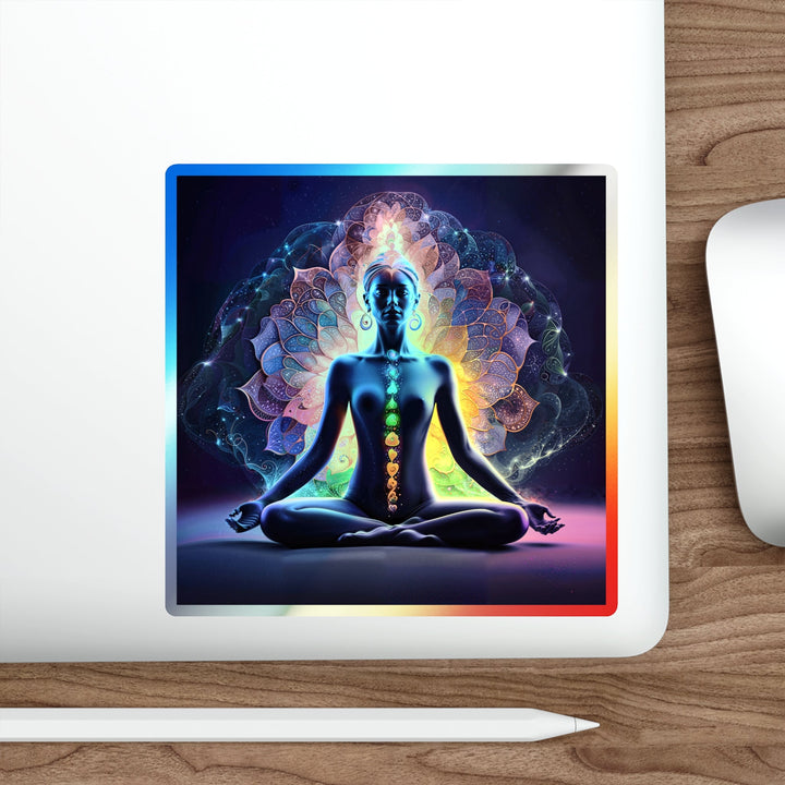 Mystical Chakra Meditation - Holographic Die-Cut Sticker - Paper products - g(0D·IO) - 5" × 5" - Die-Cut - Holographic