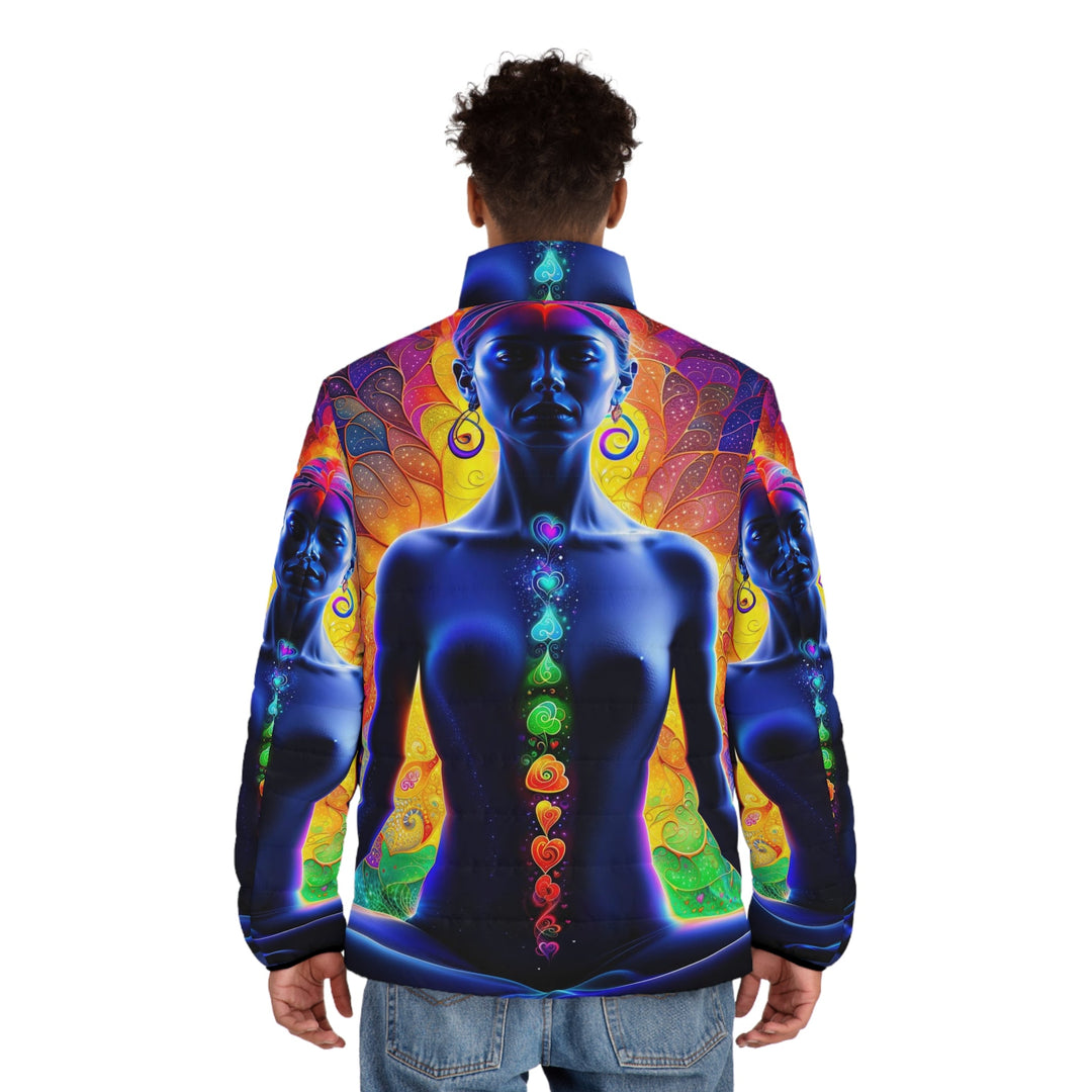 Mystical Chakra Meditation - Puffer Jacket - All Over Prints - g(0D·IO) - S - Black zipper -