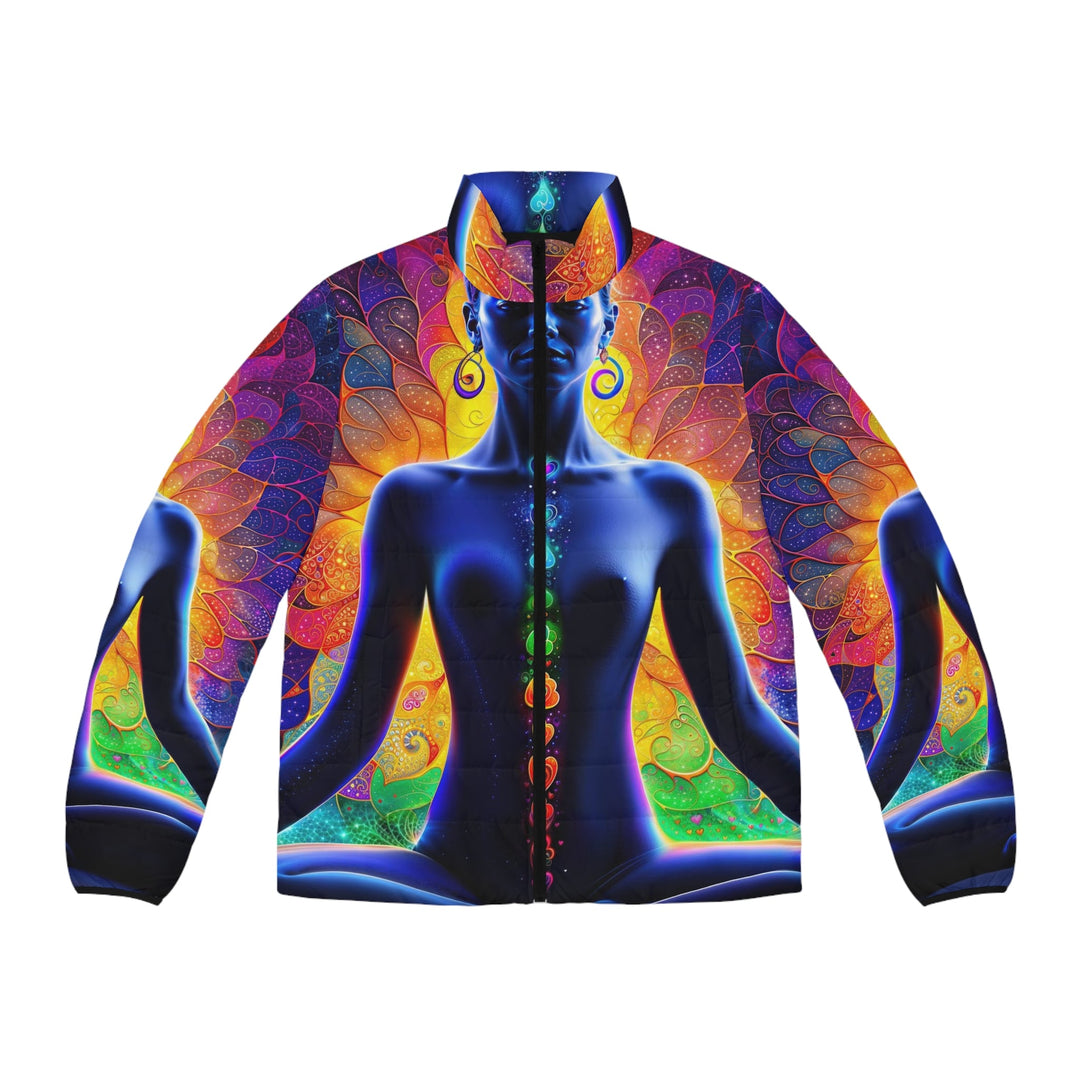 Mystical Chakra Meditation - Puffer Jacket - All Over Prints - g(0D·IO) - S - Black zipper -