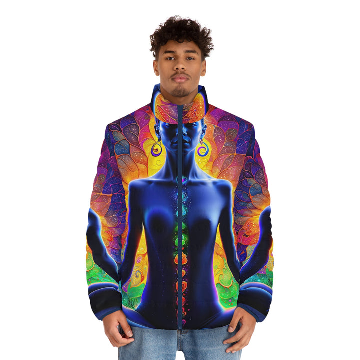 Mystical Chakra Meditation - Puffer Jacket - All Over Prints - g(0D·IO) - S - Black zipper -