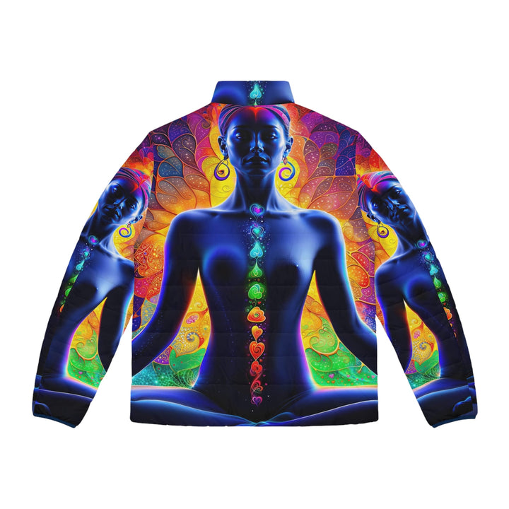 Mystical Chakra Meditation - Puffer Jacket - All Over Prints - g(0D·IO) - S - Black zipper -