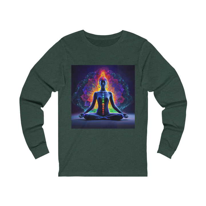 Mystical Chakra Meditation - Unisex Jersey Long Sleeve Tee - Long-sleeve - g(0D·IO) - M - Heather Forest -