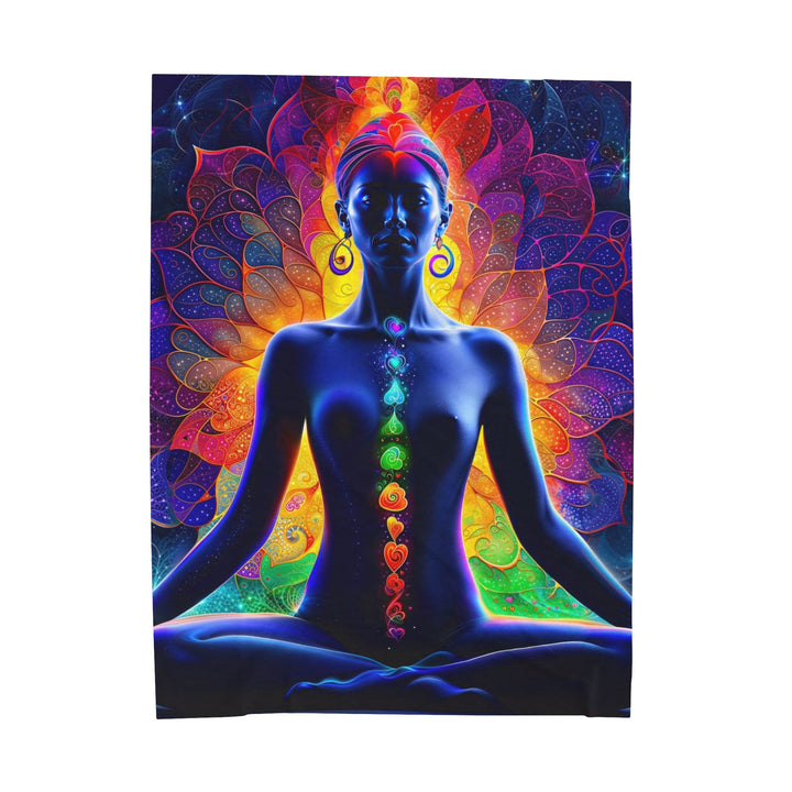 Mystical Chakra Meditation - Velveteen Plush Blanket - All Over Prints - g(0D·IO) - 60" × 80" - -