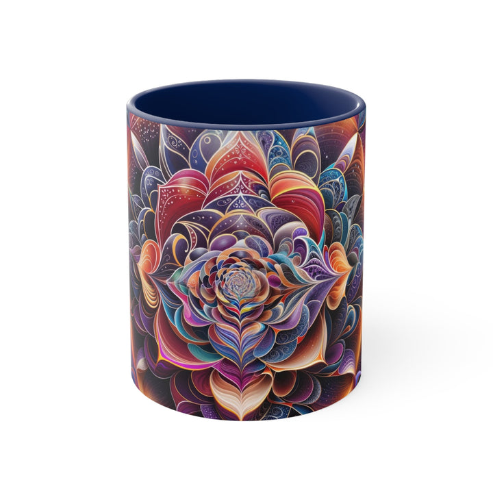 Mystical Floral Mandala - Accent Coffee Mug - Mug - g(0D·IO) - Navy - 11oz -