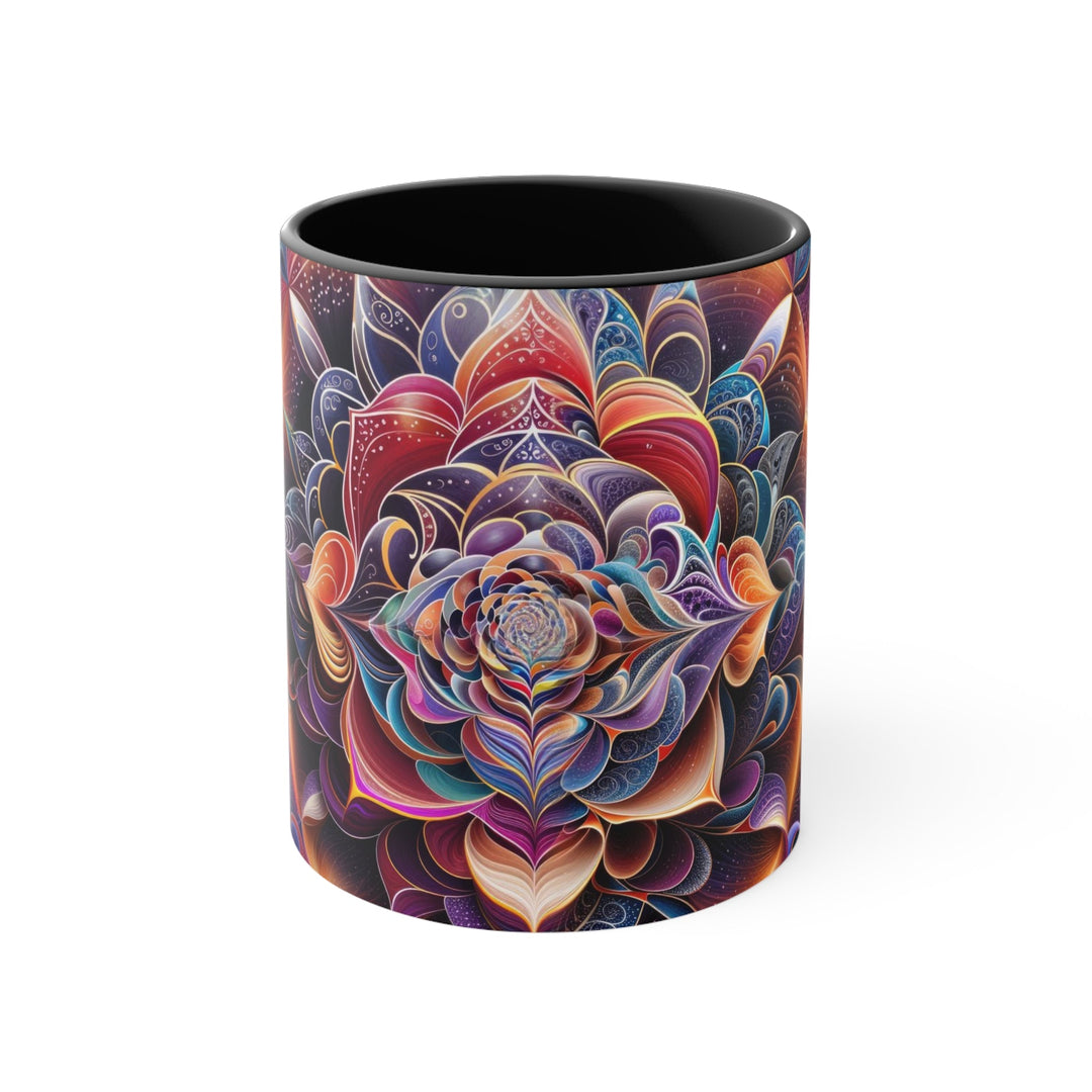 Mystical Floral Mandala - Accent Coffee Mug - Mug - g(0D·IO) - Black - 11oz -