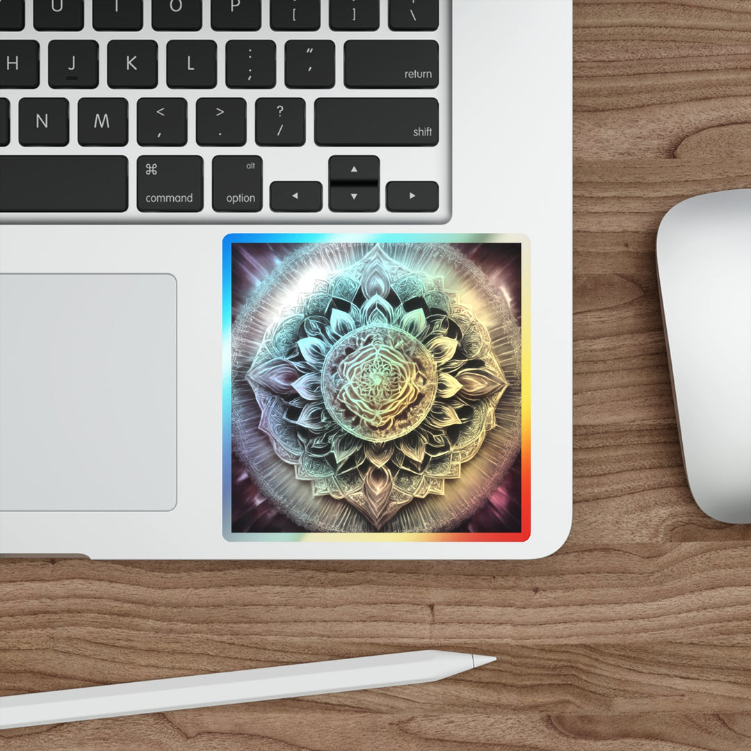 Mystical Floral Mandala - Holographic Die-Cut Sticker - Paper products - g(0D·IO) - 5" × 5" - Die-Cut - Holographic