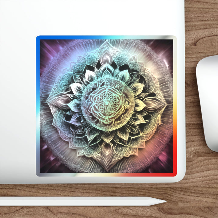 Mystical Floral Mandala - Holographic Die-Cut Sticker - Paper products - g(0D·IO) - 5" × 5" - Die-Cut - Holographic