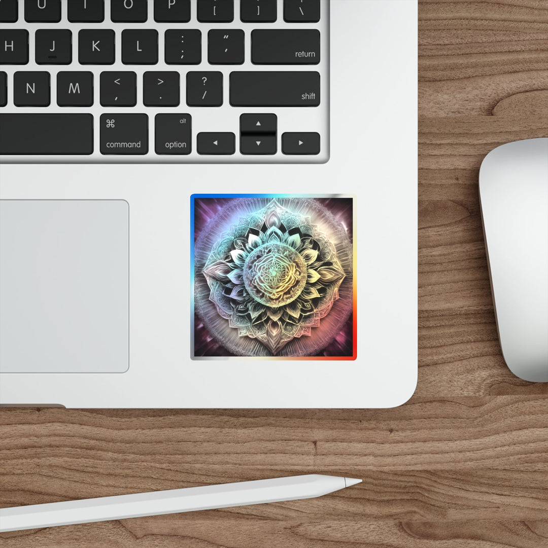 Mystical Floral Mandala - Holographic Die-Cut Sticker - Paper products - g(0D·IO) - 5" × 5" - Die-Cut - Holographic