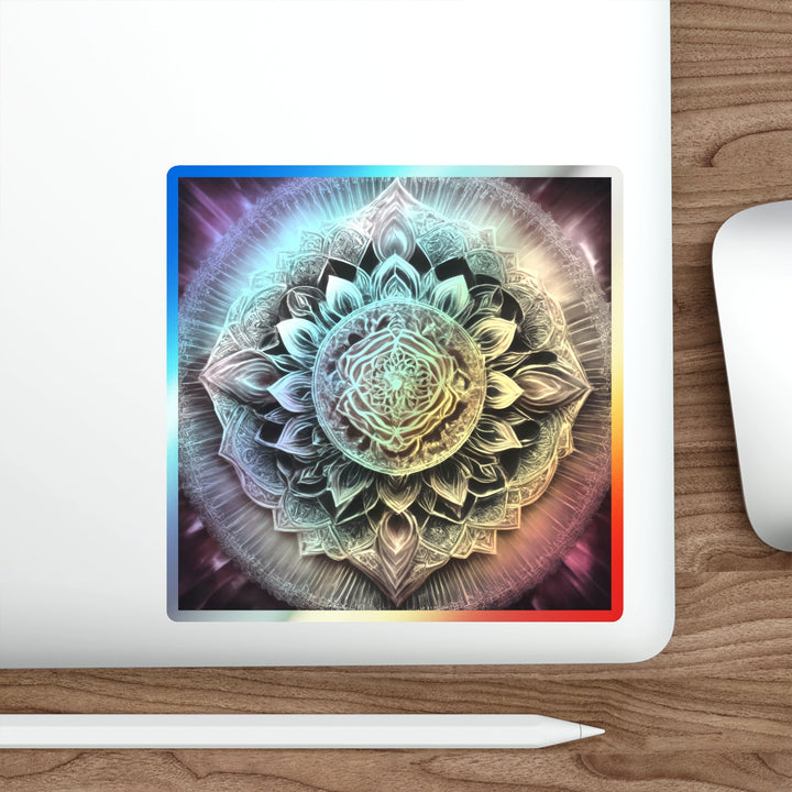 Mystical Floral Mandala - Holographic Die-Cut Sticker - Paper products - g(0D·IO) - 5" × 5" - Die-Cut - Holographic