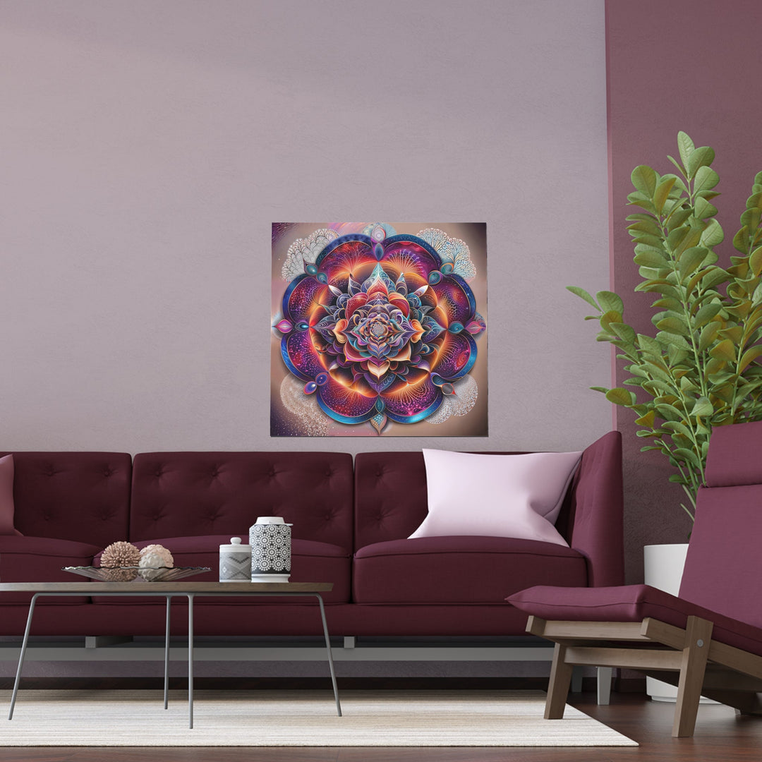 Mystical Floral Mandala - Indoor and Outdoor Silk Poster - Poster - g(0D·IO) - 30″ x 30″ (Square) - Semi Glossy -