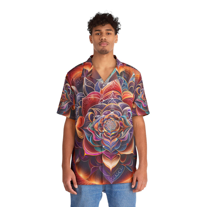 Mystical Floral Mandala - Men's Hawaiian Shirt - All Over Prints - g(0D·IO) - S - Black -