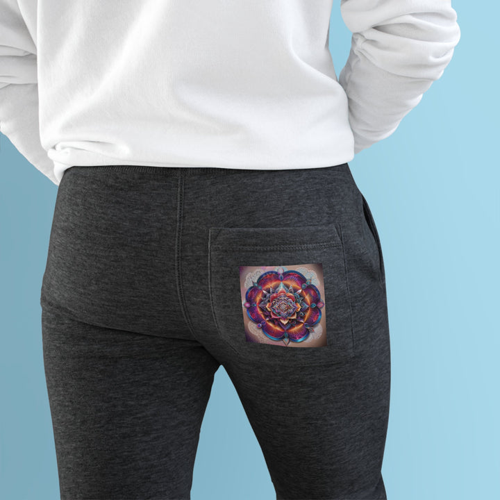 Mystical Floral Mandala - Premium Fleece Joggers - Trousers - g(0D·IO) - Charcoal Heather - M -