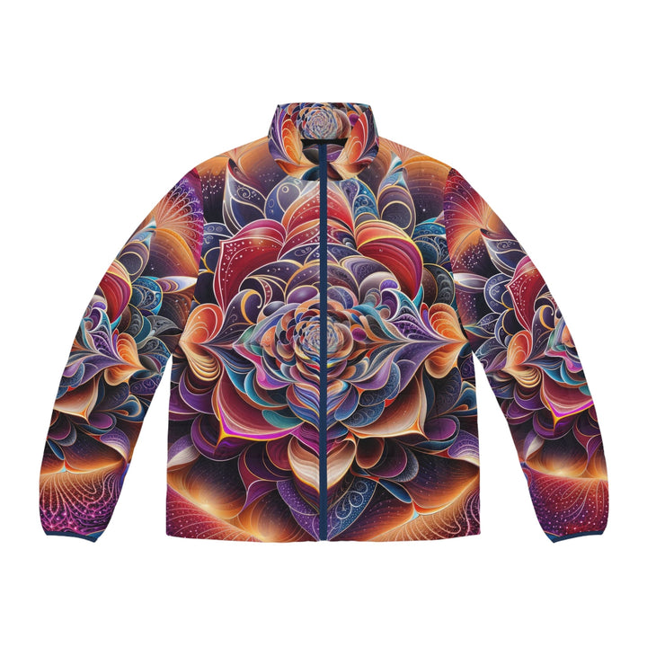 Mystical Floral Mandala - Puffer Jacket - All Over Prints - g(0D·IO) - S - Dark blue zipper -