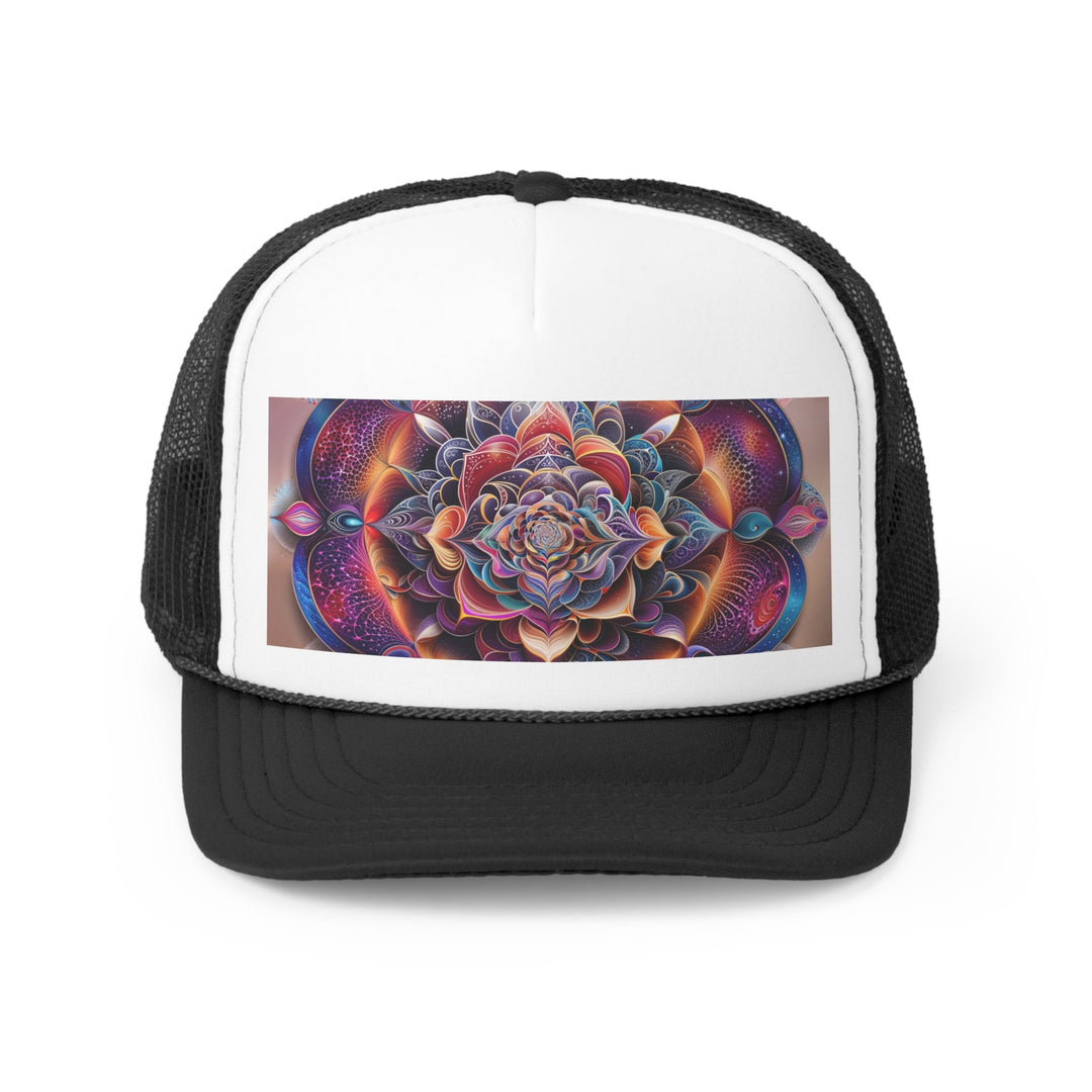 Mystical Floral Mandala - Trucker Hat - Hats - g(0D·IO) - Black - One size -