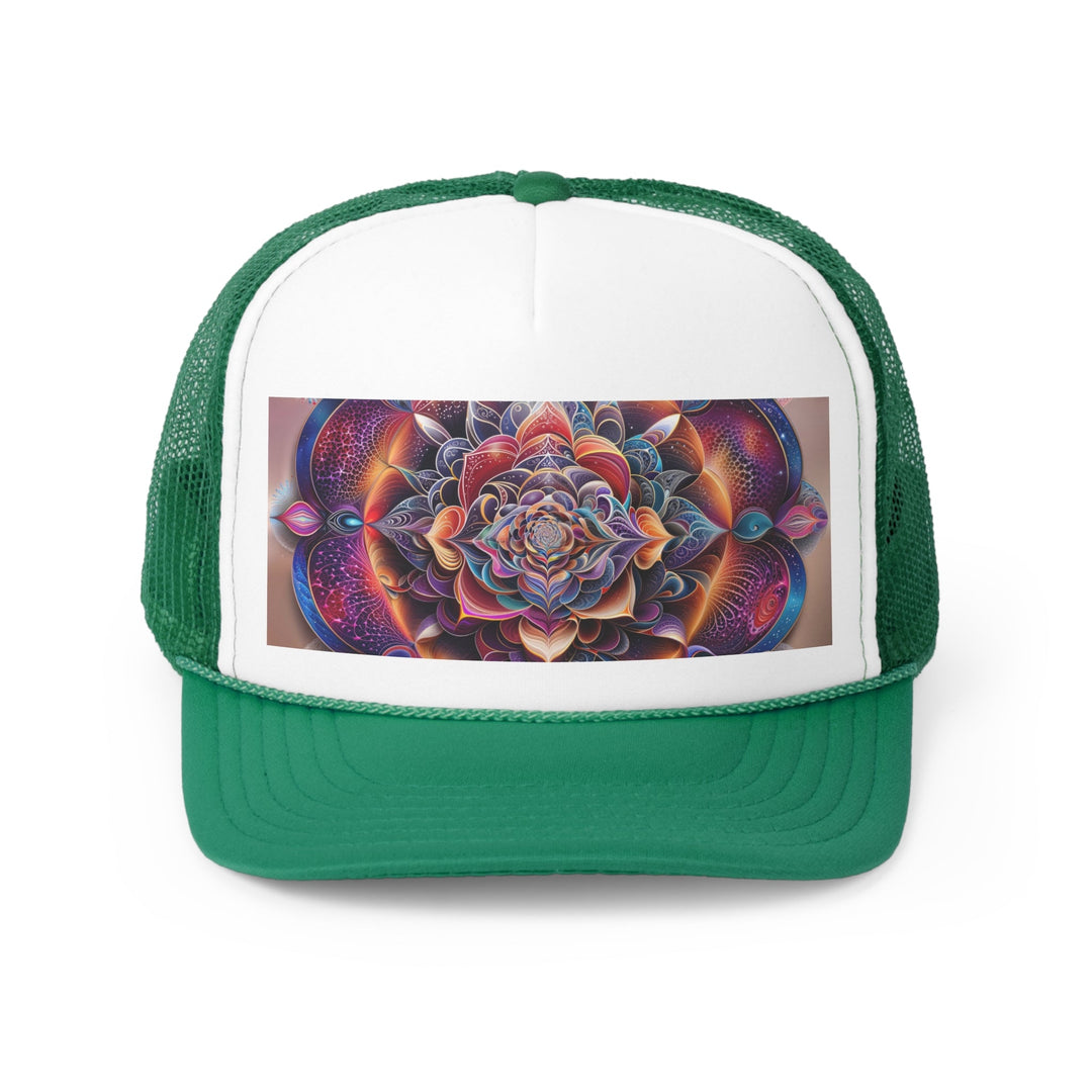 Mystical Floral Mandala - Trucker Hat - Hats - g(0D·IO) - Green - One size -