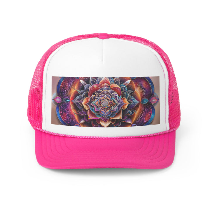 Mystical Floral Mandala - Trucker Hat - Hats - g(0D·IO) - Pink - One size -