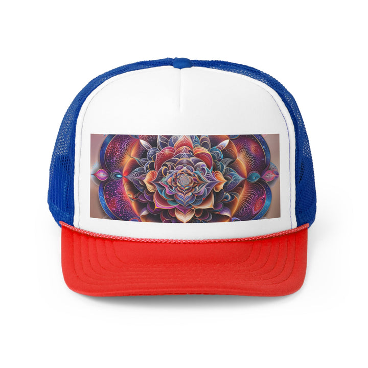 Mystical Floral Mandala - Trucker Hat - Hats - g(0D·IO) - Blue/Red - One size -