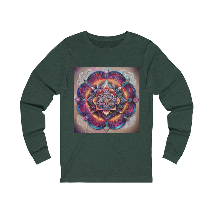 Mystical Floral Mandala - Unisex Jersey Long Sleeve Tee - Long-sleeve - g(0D·IO) - S - Heather Forest -