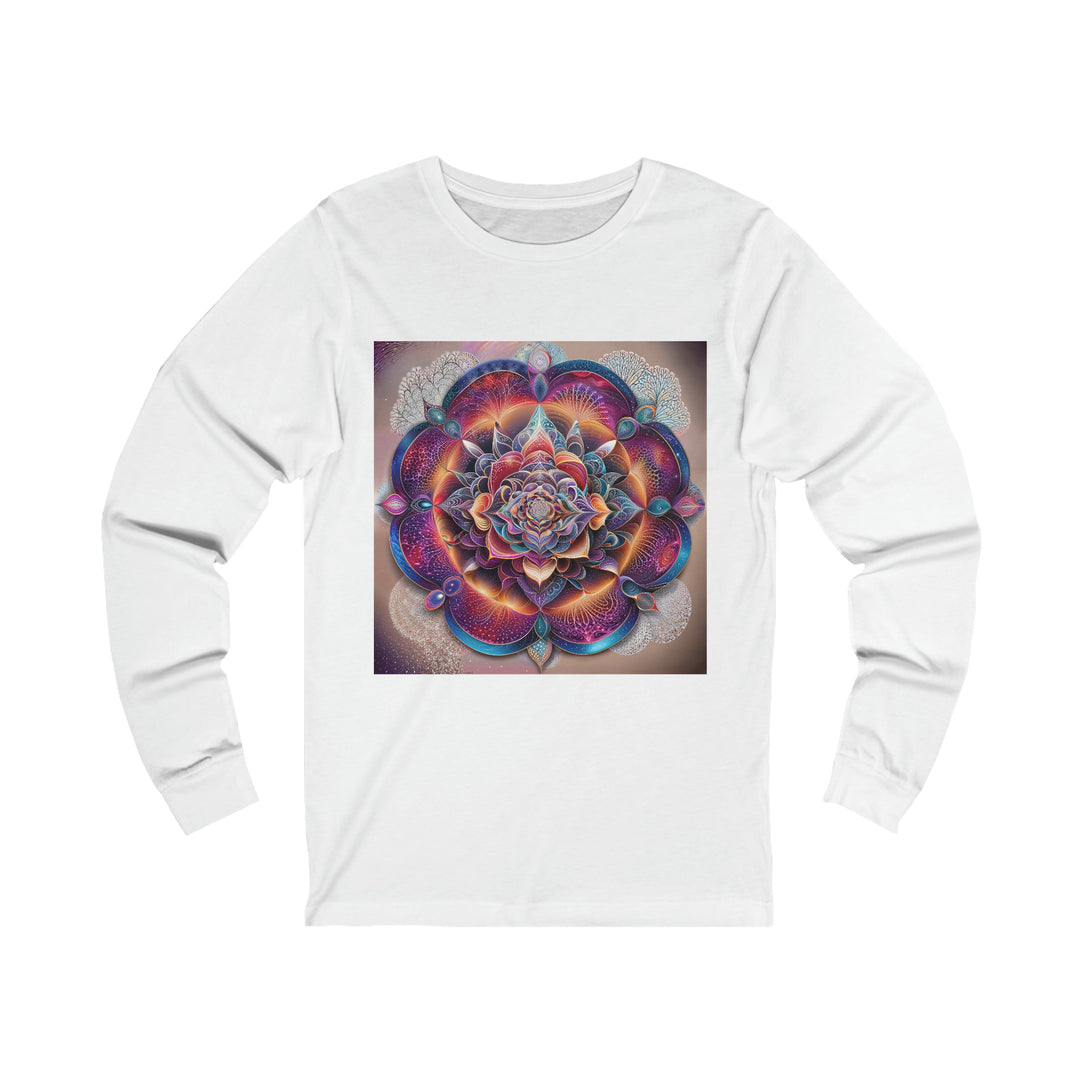 Mystical Floral Mandala - Unisex Jersey Long Sleeve Tee - Long-sleeve - g(0D·IO) - S - White -