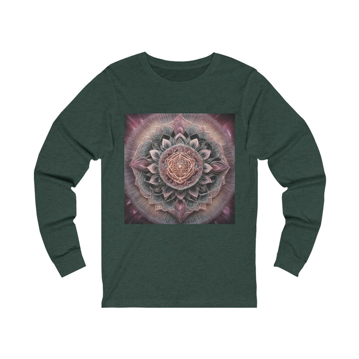 Mystical Floral Mandala - Unisex Jersey Long Sleeve Tee - Long-sleeve - g(0D·IO) - S - Heather Forest -