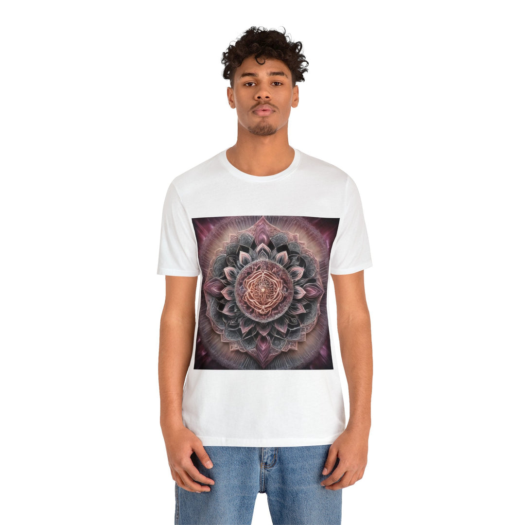 Mystical Floral Mandala - Unisex Jersey Short Sleeve Tee - T-Shirt - g(0D·IO) - Black - S -