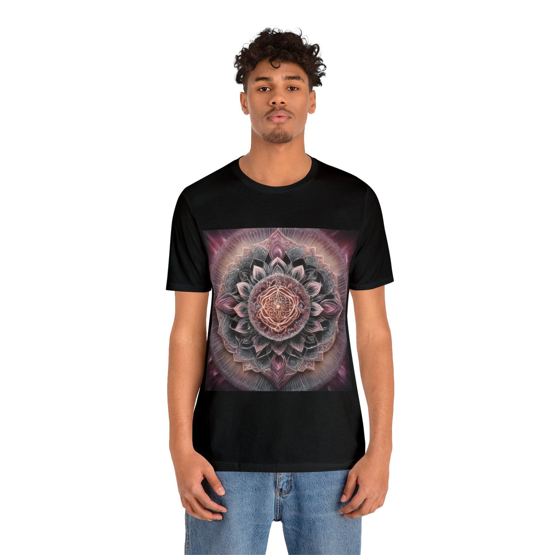 Mystical Floral Mandala - Unisex Jersey Short Sleeve Tee - T-Shirt - g(0D·IO) - Black - S -