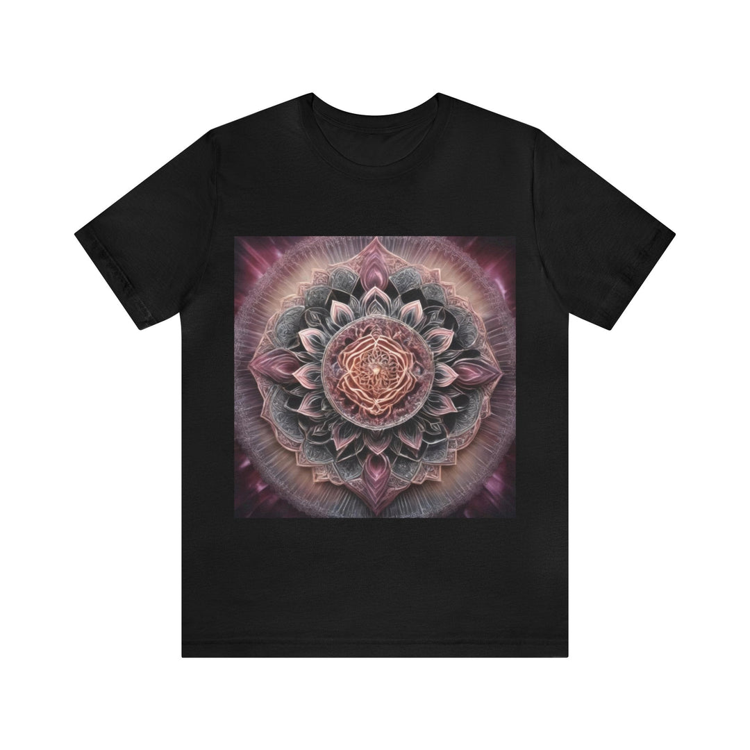 Mystical Floral Mandala - Unisex Jersey Short Sleeve Tee - T-Shirt - g(0D·IO) - Black - S -