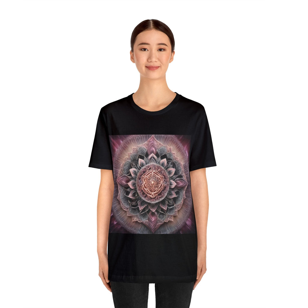 Mystical Floral Mandala - Unisex Jersey Short Sleeve Tee - T-Shirt - g(0D·IO) - Black - S -