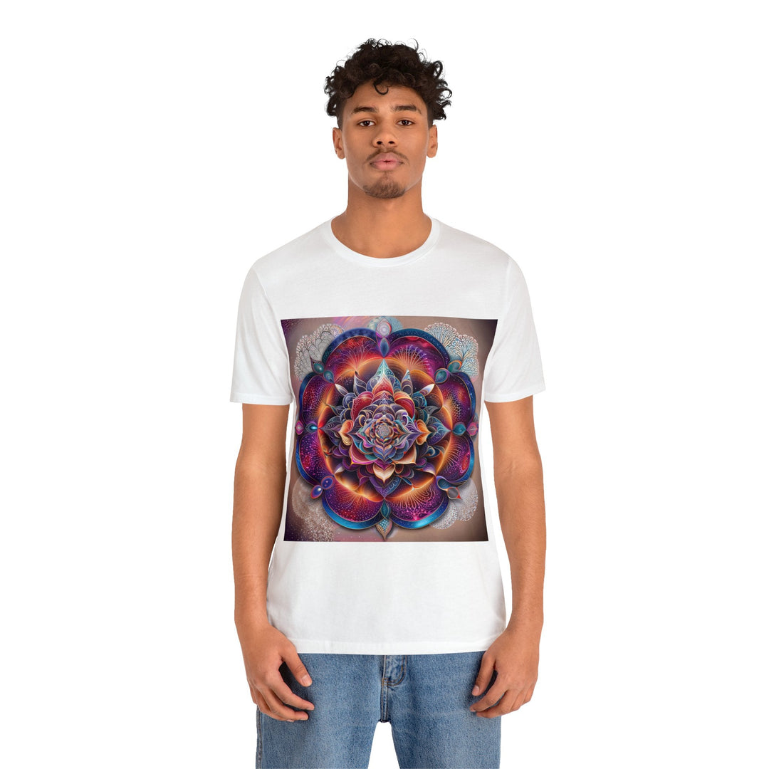 Mystical Floral Mandala - Unisex Jersey Short Sleeve Tee - T-Shirt - g(0D·IO) - Black - S -