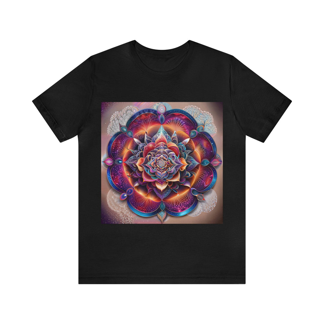 Mystical Floral Mandala - Unisex Jersey Short Sleeve Tee - T-Shirt - g(0D·IO) - Black - S -