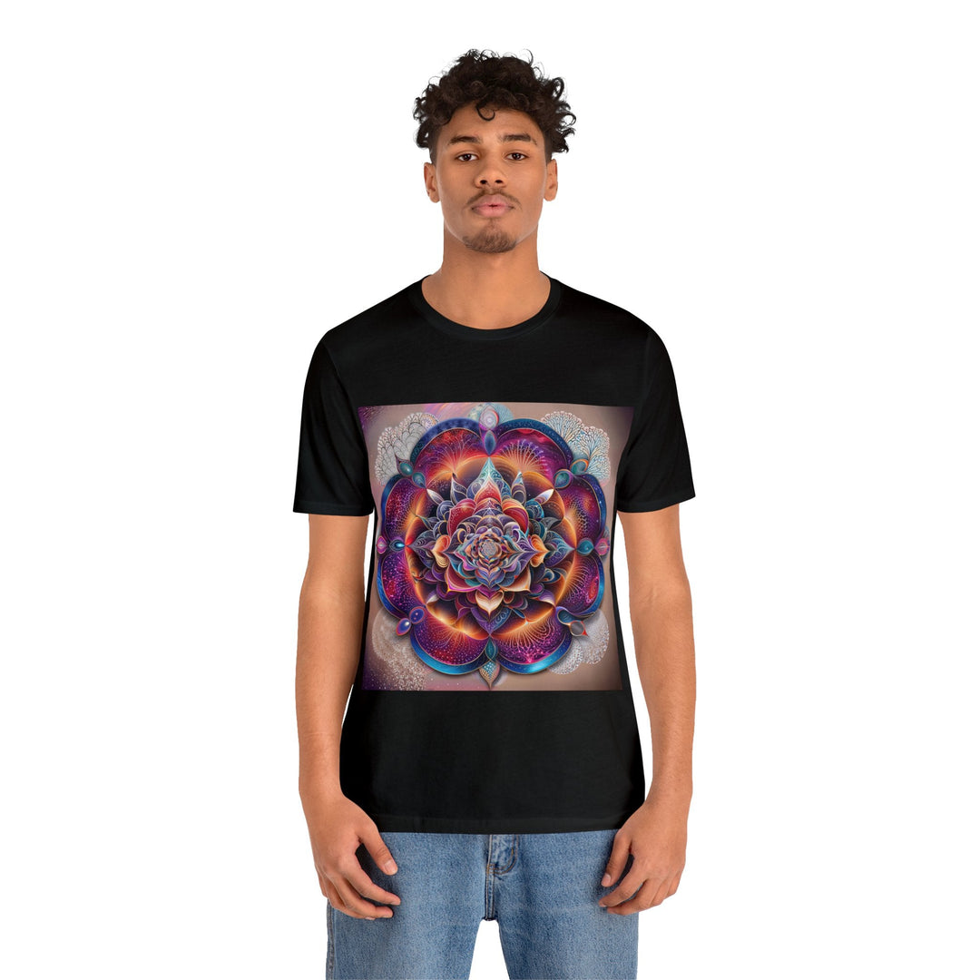 Mystical Floral Mandala - Unisex Jersey Short Sleeve Tee - T-Shirt - g(0D·IO) - Black - S -