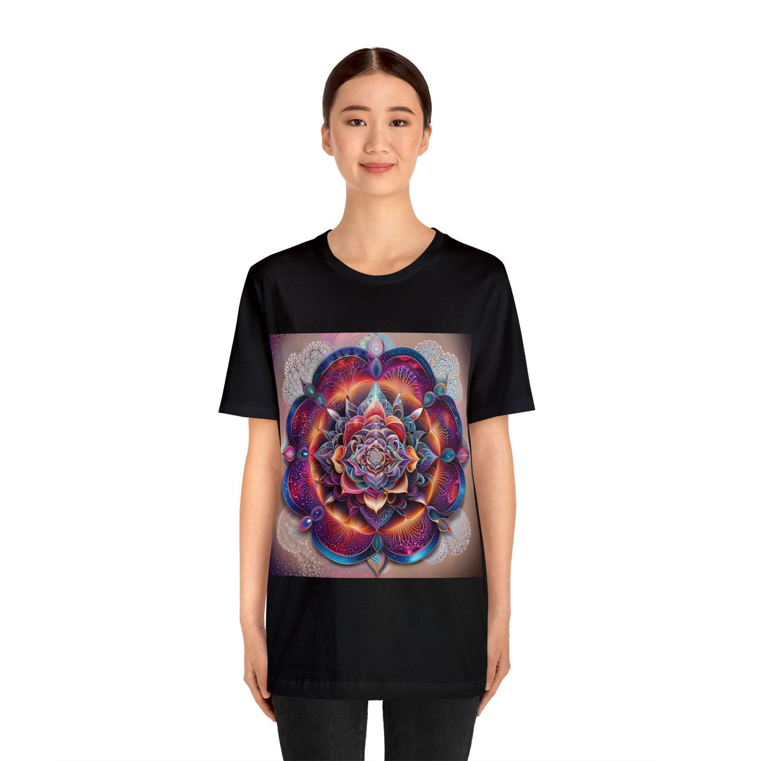 Mystical Floral Mandala - Unisex Jersey Short Sleeve Tee - T-Shirt - g(0D·IO) - Black - S -