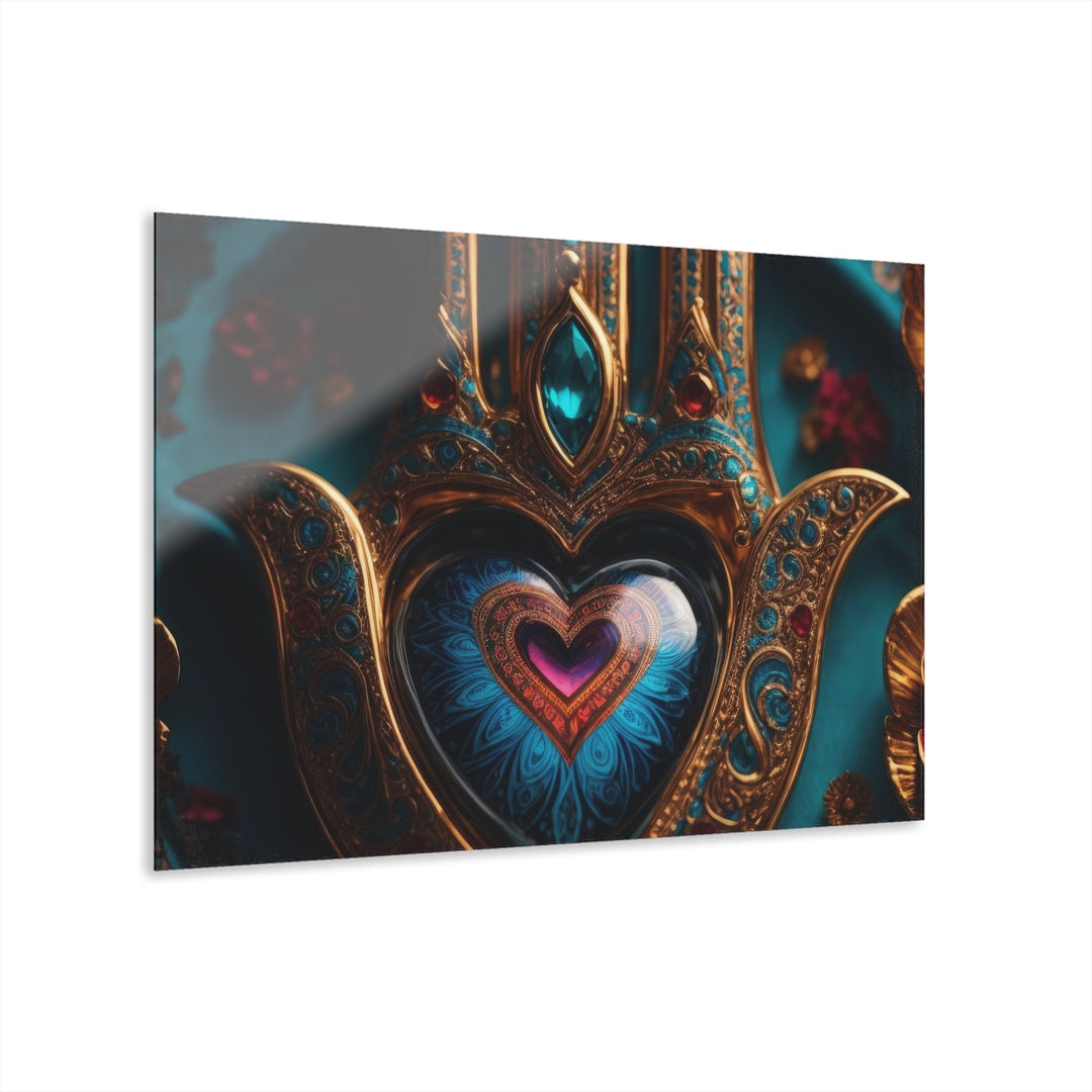 Mystical Heart Hamsa - Acrylic Prints (French Cleat Hanging) - Home Decor - g(0D·IO) - 36" x 24" (Horizontal) - 0.25'' -