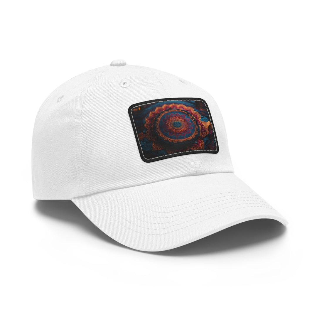 Mystical Intricate Mandala - Dad Hat - Hats - g(0D·IO) - White / Black patch - Rectangle - One size