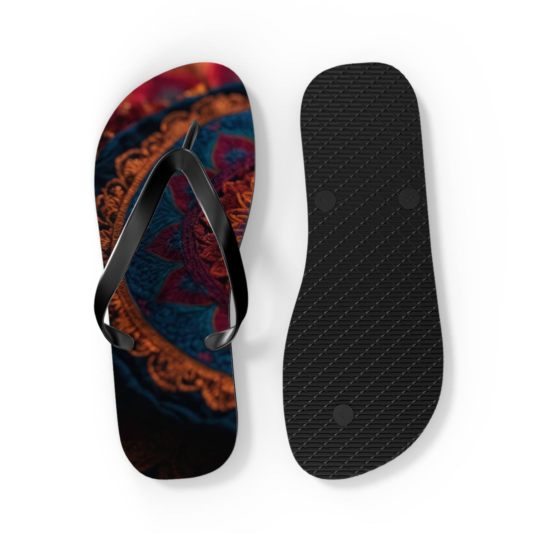 Mystical Intricate Mandala - Flip Flops - Shoes - g(0D·IO) - XL - Black sole -