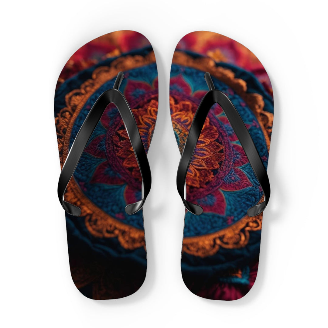 Mystical Intricate Mandala - Flip Flops - Shoes - g(0D·IO) - XL - Black sole -