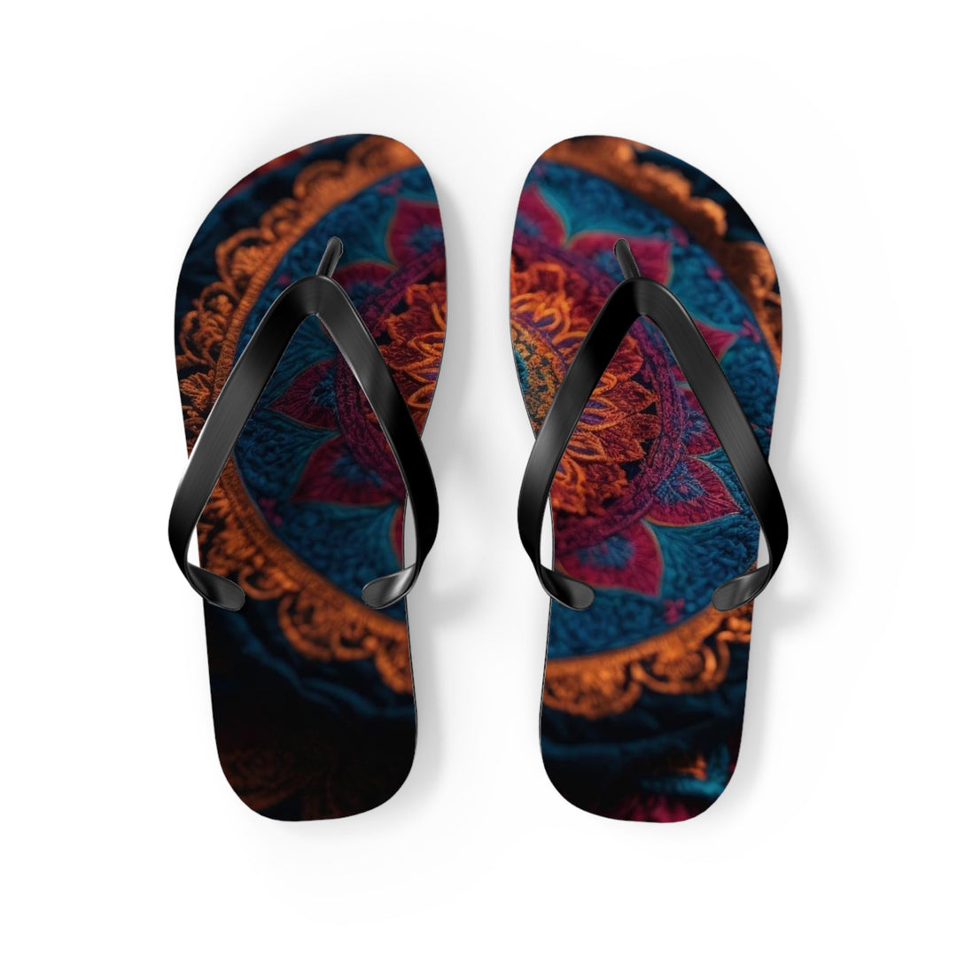 Mystical Intricate Mandala - Flip Flops - Shoes - g(0D·IO) - M - Black sole -